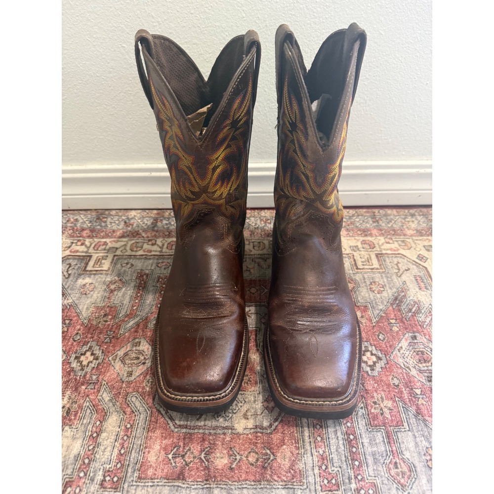 Justin Original Work Boots Mens 9EE Brown Leather Square Toe WK4681 Waterproof